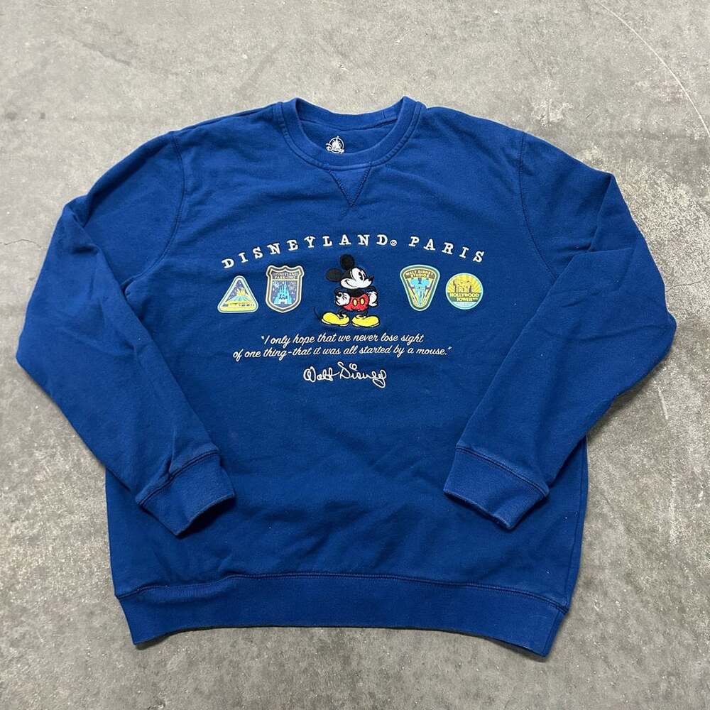 Disneyland Paris Mickey Mouse & Park Icons Blue Crewneck Sweatshirt Large